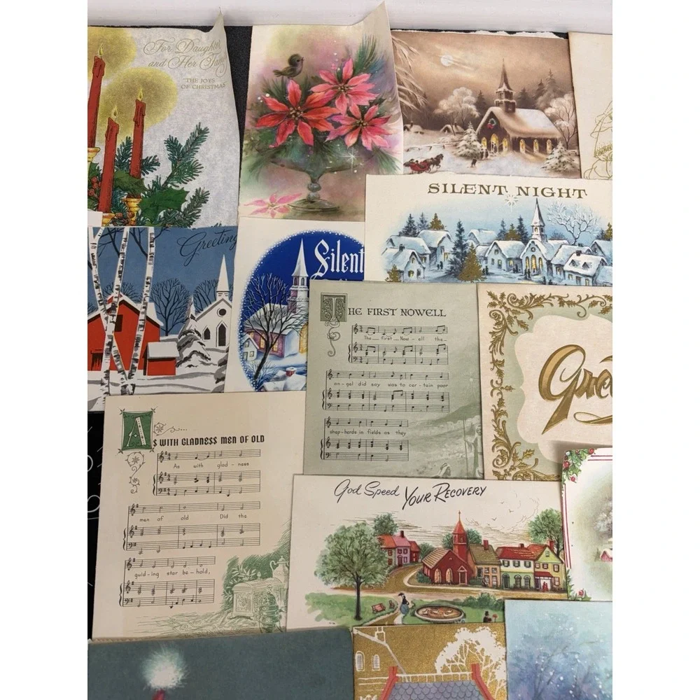 Vintage Retro Christmas Cards Fronts ONLY 1950s 1960s Scrapbooking Crafts 50+